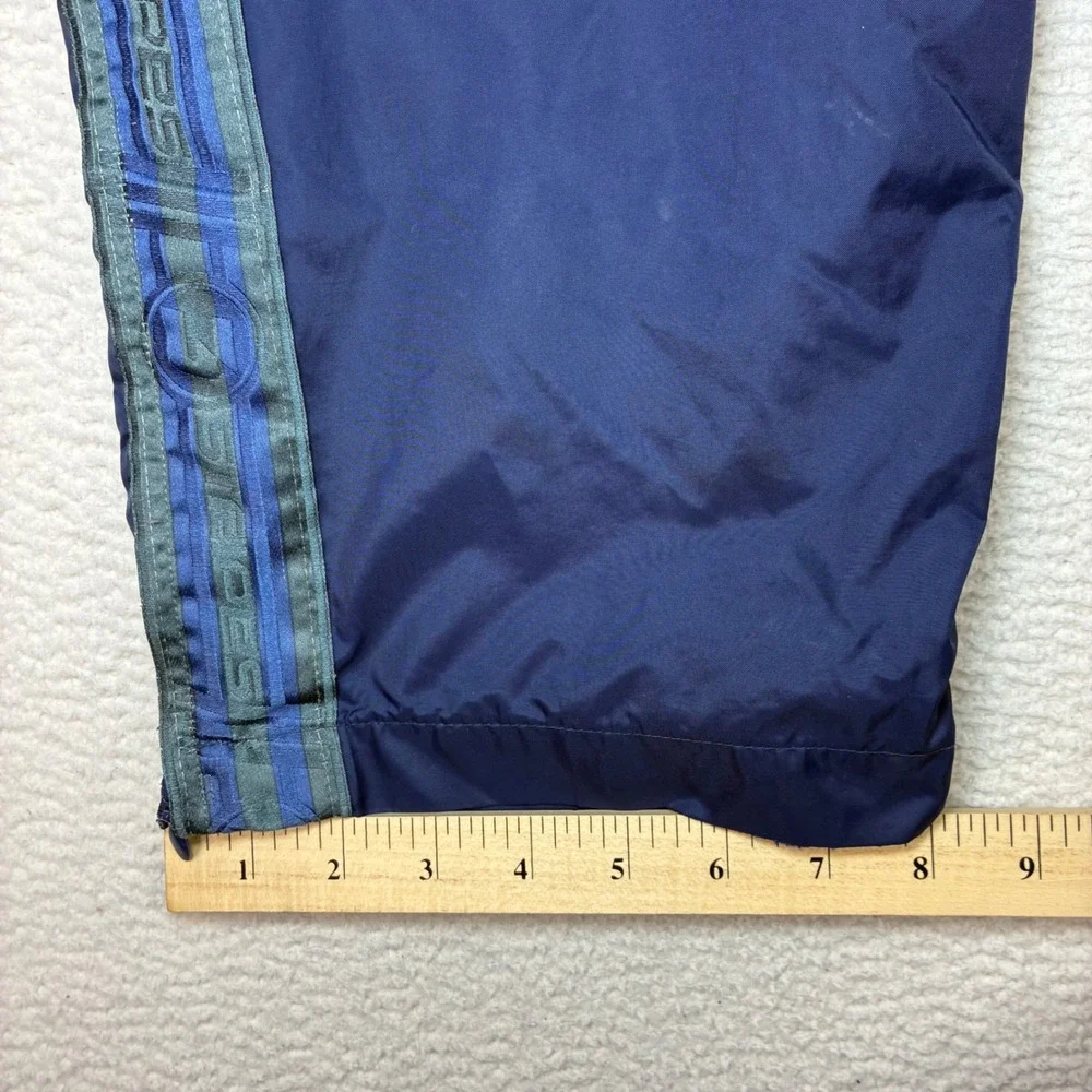 Y2K Adidas Baggy Track Pants Men M Blue Windbreaker Ankle Zip Sweatpants Vintage
